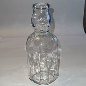 Vintage Brookfield Baby Face Double Top Clear Glass Quart Milk Bottle 1940s
